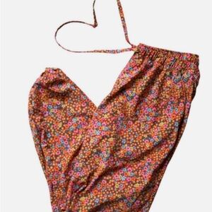 Toad&Co Elastic Waist Jogger Pants Bright Multicolored Floral Womens Size L
